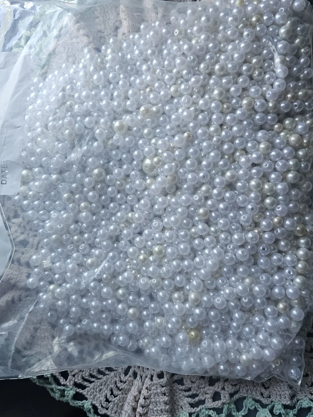 Loose White And Tan Mixed Pearl Style  Beads for Jewelry Making 1 1/2 Pounds